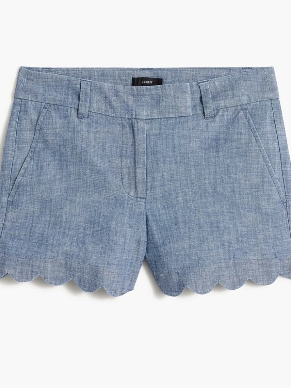 J.Crew Women's Chambray Blue Scalloped Hem Shorts AK738 Size 8 NWT
